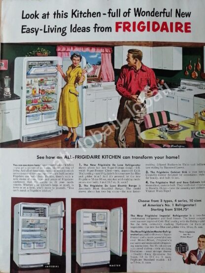 CARTEL ANTIGUO ORIGINAL DE REFRIGERADORES FRIGIDAIRE 1950 /135