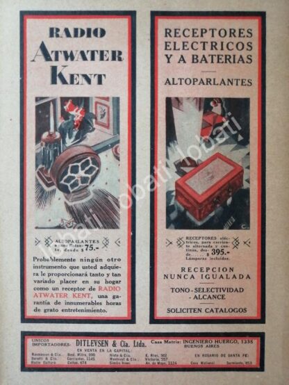 CARTEL ANTIGUO ORIGINAL DE RADIOS ATWATER KENT 1929 /134