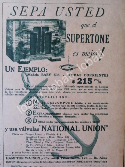 CARTEL ANTIGUO ORIGINAL DE RADIOS SUPERTONE 503 1930s / 128