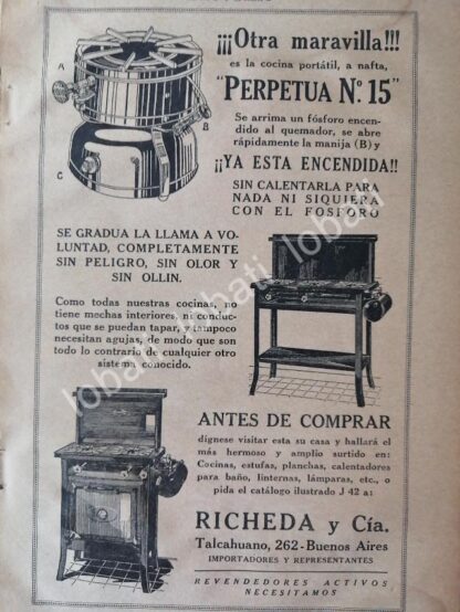 CARTEL ANTIGUO ORIGINAL DE ESTUFA PERPETUA No 15 1926 / 117