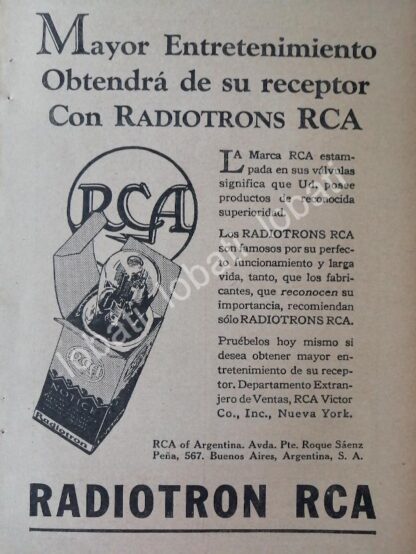 CARTEL ANTIGUO ORIGINAL DE BULBOS O VALVULAS DE VACIO RADIOTRON RCA 1920s / 113