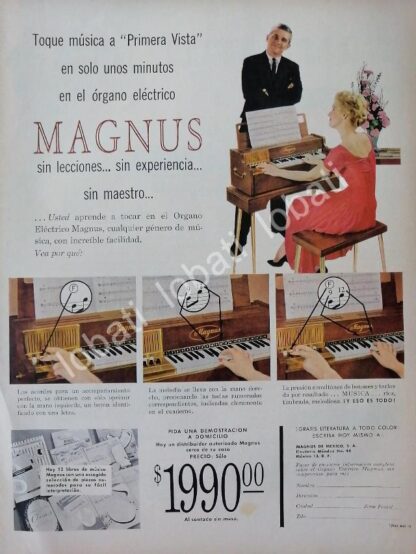 CARTEL ANTIGUO ORIGINAL DE PIANOS MAGNUS 1959 /93 / RARO