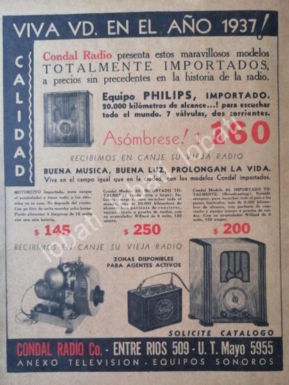 CARTEL ANTIGUO ORIGINAL DE RADIO CONDAL Y OTROS 1930 /91