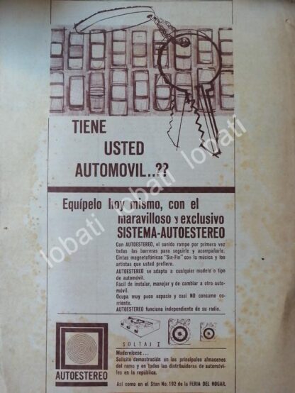 CARTEL ANTIGUO ORIGINAL DE AUTOESTEREO SOLTAJ I - 1956 /85 SUPER RARO