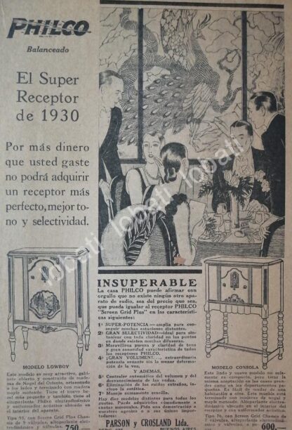 CARTEL ANTIGUO ORIGINAL DE RADIOS PHILCO 1930 /81