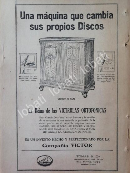 CARTEL ANTIGUO ORIGINAL DE GRAMOFONO VICTROLA BORGIA II - 1927 /80