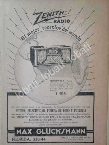 CARTEL ANTIGUO ORIGINAL DE RADIO ZENITH 1926 /75