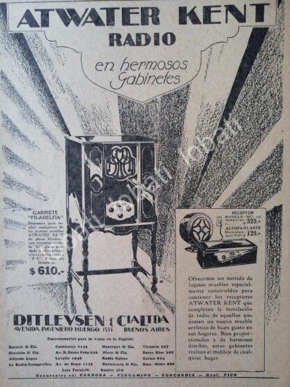 CARTEL ANTIGUO ORIGINAL DE RADIOS ATWATER KENT 1929 /69