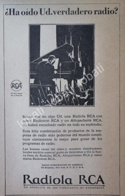 CARTEL ANTIGUO ORIGINAL DE RADIOLAS RCA 1920s, ARGENTINA /61