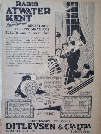 CARTEL ANTIGUO ORIGINAL DE RADIOS ATWATER KENT 1926, ARGENTINA /59