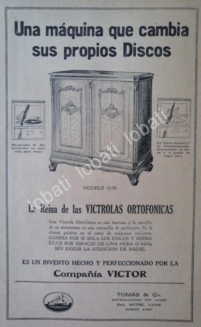 CARTEL ANTIGUO ORIGINAL DE VICTROLAS VICTOR ORTOFONICA 1926, ARGENTINA /57