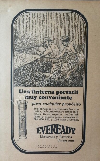 CARTEL ANTIGUO ORIGINAL DE LINTERNAS EVEREADY 1927 /206