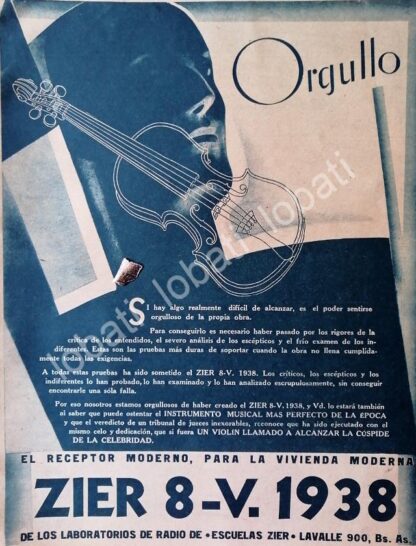 CARTEL ANTIGUO ORIGINAL DE RADIOS ZIER 8-V 1938 /208 SUPER RARO