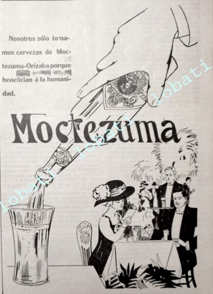 CARTEL ANTIGUO ORIGINAL DE MINI CARTEL CERVEZA MOCTEZUMA 1912 /161 MUY RARO