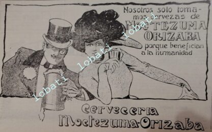 CARTEL ANTIGUO ORIGINAL DE MINI CARTEL CERVEZA MOCTEZUMA 1912 /162 MUY RARO