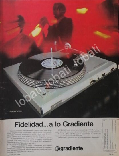 CARTEL ANTIGUO ORIGINAL DE TORNAMESA GRADIENTE GT-350 1980 /202