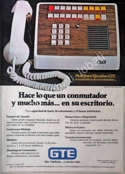 CARTEL ANTIGUO ORIGINAL DE TELEFONOS GTE 1982 /199