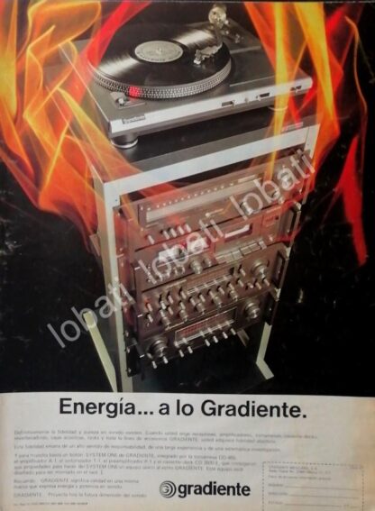 CARTEL ANTIGUO ORIGINAL DE EQUIPOS DE SONIDO GRADIENTE SYSTEM ONE. 1981 /197