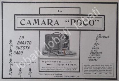 CARTEL ANTIGUO ORIGINAL DE MINI CARTEL CAMARAS POCO 1905 /12 SUPER RARO