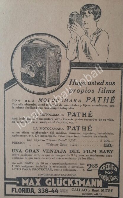 CARTEL ANTIGUO ORIGINAL DE CAMARAS FILMADORAS PATHE 1926 /4