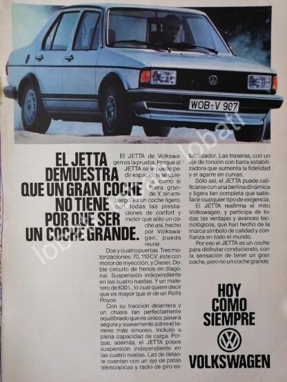 CARTEL ANTIGUO ORIGINAL DE AUTOS VOLKSWAGEN JETTA 1981 /31