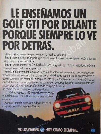 CARTEL ANTIGUO ORIGINAL DE AUTOS VOLKSWAGEN GOLF GTI 1981 (CARIBE) /30