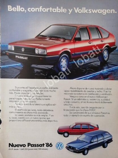 CARTEL ANTIGUO ORIGINAL DE AUTOS VOLKSWAGEN PASSAT 1986 /27