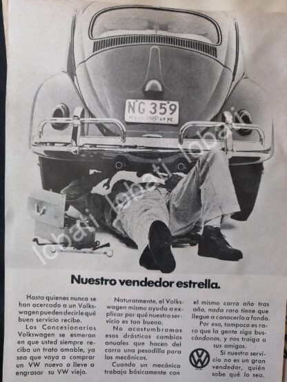 CARTEL ANTIGUO ORIGINAL DE MINI CARTEL AUTOS VOLKSWAGEN VOCHO 1969 /10