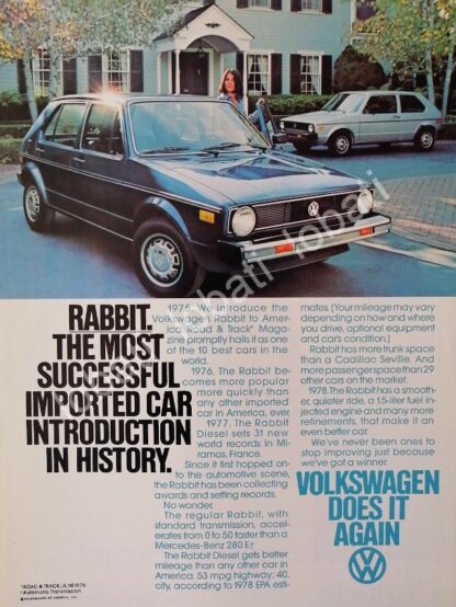 CARTEL ANTIGUO ORIGINAL DE AUTOS VOLKSWAGEN RABBIT (CARIBE) 1978 /7