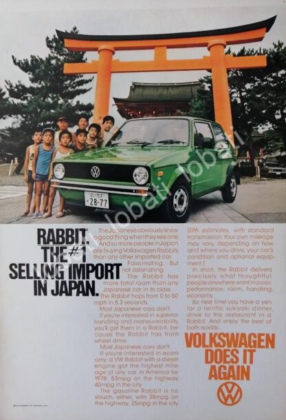 CARTEL ANTIGUO ORIGINAL DE AUTOS VOLKSWAGEN RABBIT (CARIBE) 1977 /1