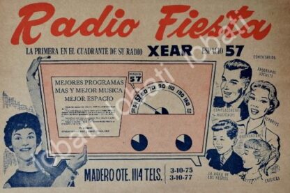 CARTEL ANTIGUO ORIGINAL DE RADIO DIFUSORA XEAR RADIO FIESTA MONTERREY 1960s /38