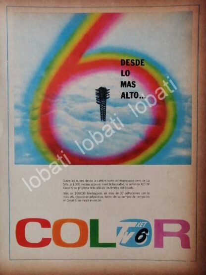 CARTEL ANTIGUO ORIGINAL DE TELEVISORA CANAL 6 XET-TV A COLOR 1960s /31