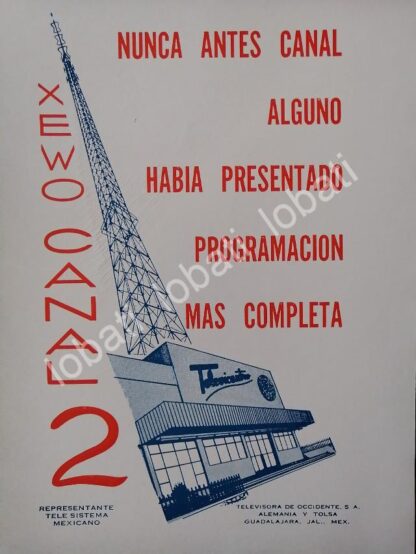 CARTEL ANTIGUO ORIGINAL DE TELEVISORA CANAL 2 MONTERREY XEWO TELEVISA 1967 /27