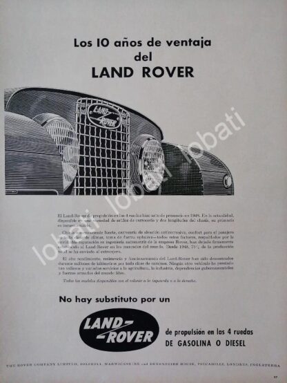 CARTEL ANTIGUO ORIGINAL DE AUTOS CAMIONETA LAND ROVER UNIVERSAL 1950s/271