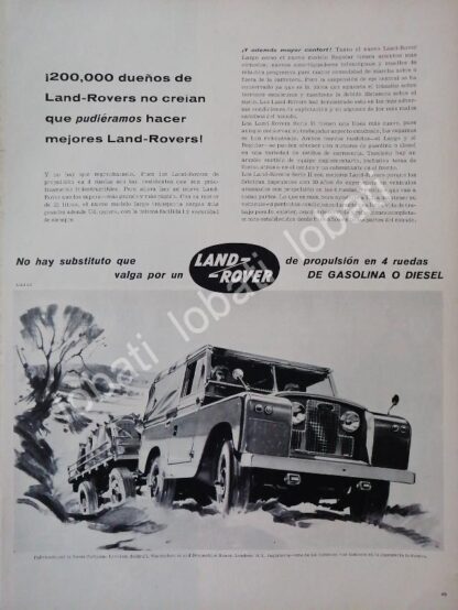 CARTEL ANTIGUO ORIGINAL DE AUTOS CAMIONETA LAND ROVER UNIVERSAL 1950s/270