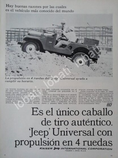 CARTEL ANTIGUO ORIGINAL DE AUTOS JEEP UNIVERSAL 1964 /269