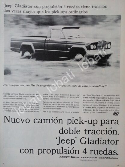 CARTEL ANTIGUO ORIGINAL DE AUTOS PICKUP JEEP GLADIATOR 1963 /266 RARO