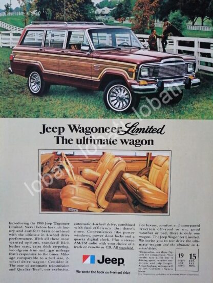 CARTEL ANTIGUO ORIGINAL DE AUTOS JEEP WAGONER LIMITED 1980 /262