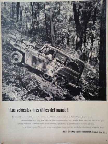 CARTEL ANTIGUO ORIGINAL DE AUTOS WILLYS STATION WAGON 1953 /254