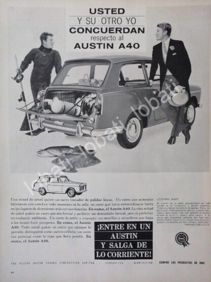 CARTEL ANTIGUO ORIGINAL DE AUTOS BMC AUSTIN A40 1961 /253