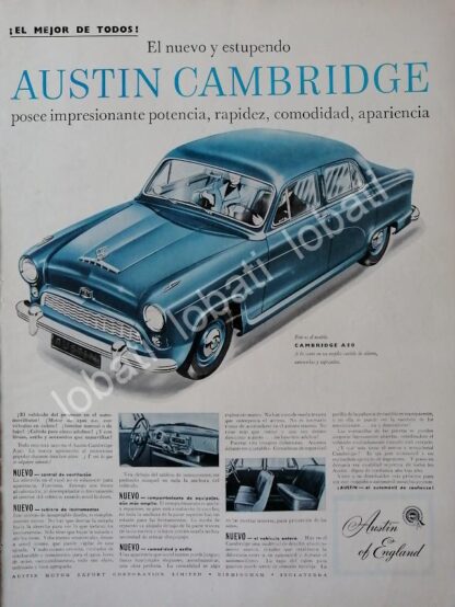 CARTEL ANTIGUO ORIGINAL DE AUTOS BMC AUSTIN CAMBRIDGE A50 1958 /251