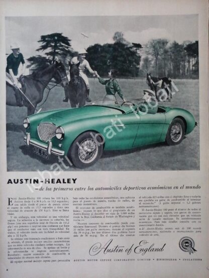 CARTEL ANTIGUO ORIGINAL DE AUTOS BMC AUSTIN HEALEY 100 1953 /250 MUY RARO