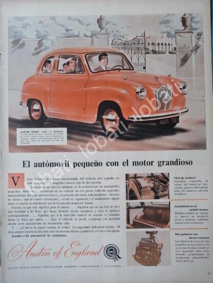 CARTEL ANTIGUO ORIGINAL DE AUTOS BMC AUSTIN SEVEN A30 1953 /248 MUY RARO