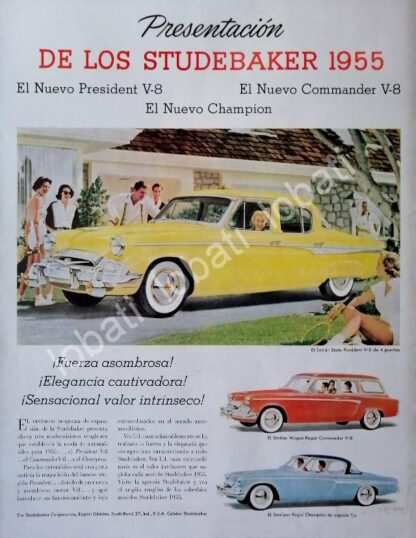 CARTEL ANTIGUO ORIGINAL DE AUTOS STUDEBAKER 1955 /242