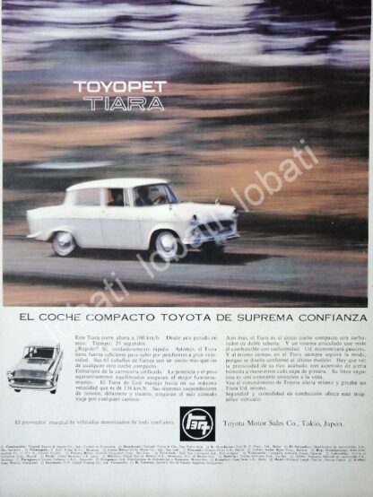 CARTEL ANTIGUO ORIGINAL DE AUTOS TOYOTA TOYOPET TIARA 1961 /232