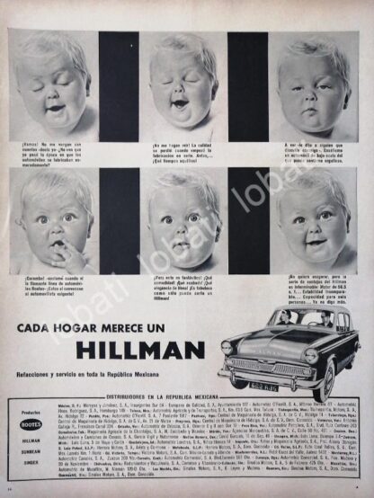 CARTEL ANTIGUO ORIGINAL DE AUTOS ROOTES HILLMAN 1953 /218