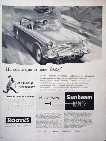 CARTEL ANTIGUO ORIGINAL DE AUTOS ROOTES SEMBEAM RAPIER 1957 VARIOS /227