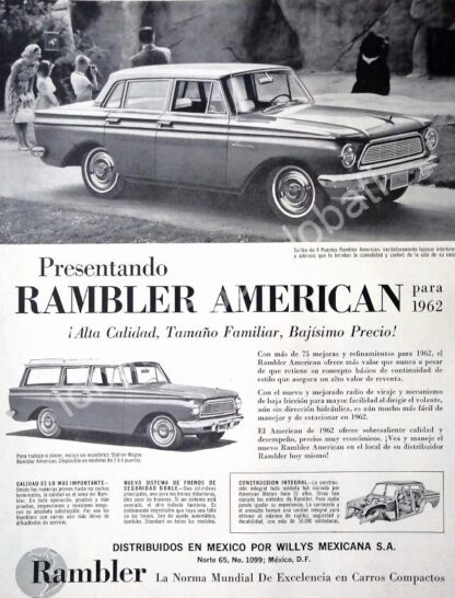 CARTEL ANTIGUO ORIGINAL DE AUTOS AMERICAN RAMBLER CLASSIC 1962 1RA EDICION MEXICANA /215