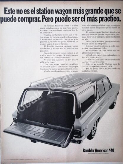 CARTEL ANTIGUO ORIGINAL DE AUTOS RAMBLER AMERICAN 440 STATION WAGON 1969 /207