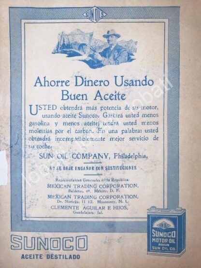 CARTEL ANTIGUO ORIGINAL DE ACEITE LUBRICANTE SUNOCO 1922 /A54